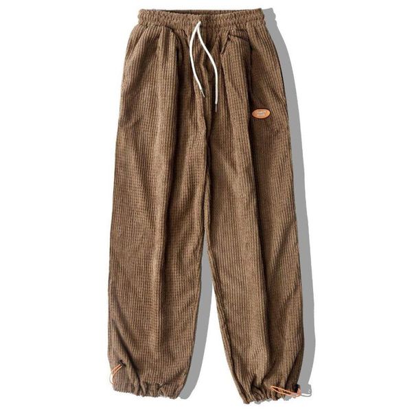 

men's pants lacible harajuku hip hop men vintage solid color corduroy beach baggy joggers track harem streetwear sweatpants, Black