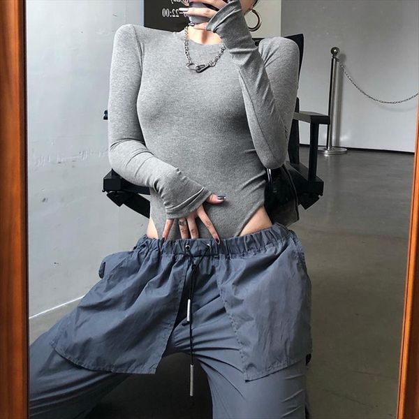 

solid ribbed knit black women rompers gray bodysuit turtleneck long sleeve fall winter bodycon keep warm khaki sexy, Black;white