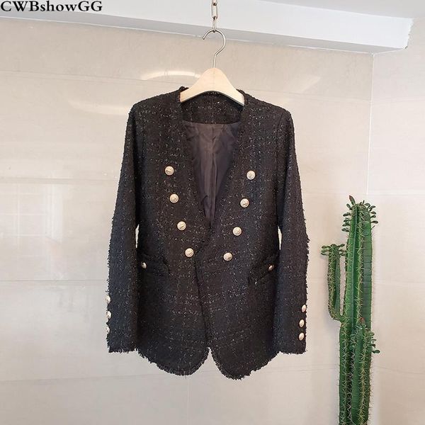 

women's jackets cwbshowgg autumn and winter female v-neck small fragrance short jacket tassel tweed long-sleeved fashion coat, Black;brown