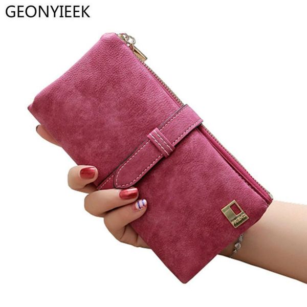 

fashion brand women wallets matte leather wallet female coin purse card holder wristlet money bag small, Red;black