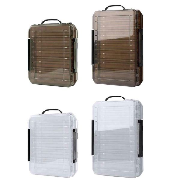 

double sided plastic fishing minnow lure bait boxes high strength portable compartments sequins storage box case 2 color accessories