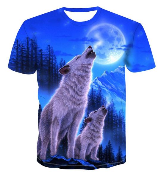 

men's t-shirts the blood wolf and women's round neck t-shirts, 2021 fashion loose short sleeve 3d printed pullover, White;black
