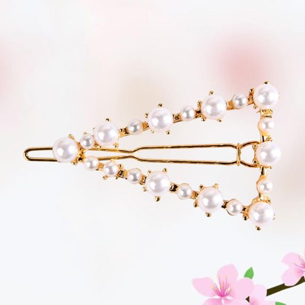 

hair clips 2pcs triangle shape clip hollow out geometric hairpins alloy pearl clamps jewelry for girls
