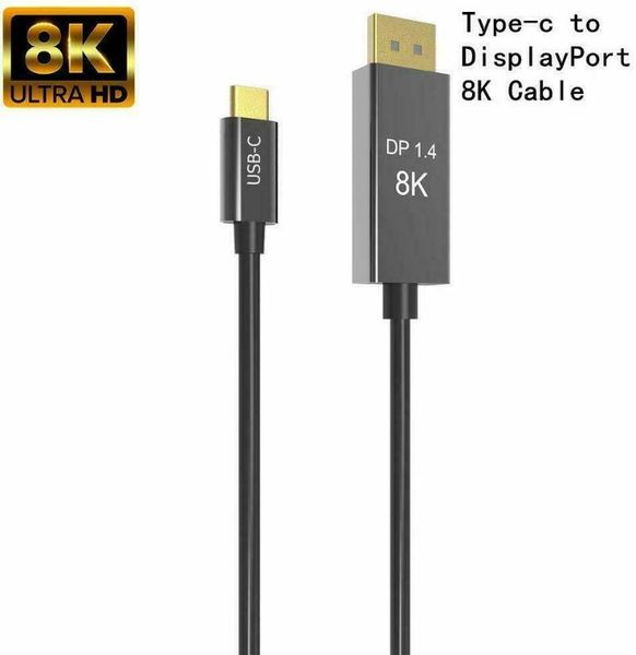 

audio cables & connectors thunderbolt 3 usb c dp1.4 full hd 8k type-c to displayport 1.4 30hz 4k 144hz pvc aluminum alloy cable for macpro d