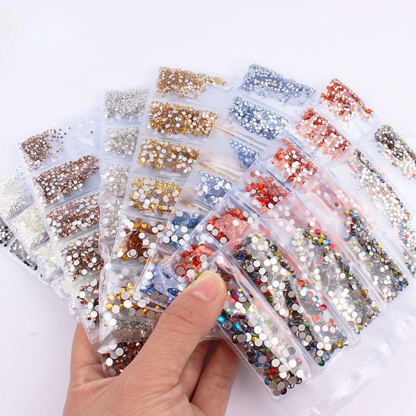 

nail art decorations super glitter flatback glass rhinestones for nails mixed sizes stones shiny gems manicure accessories, Silver;gold
