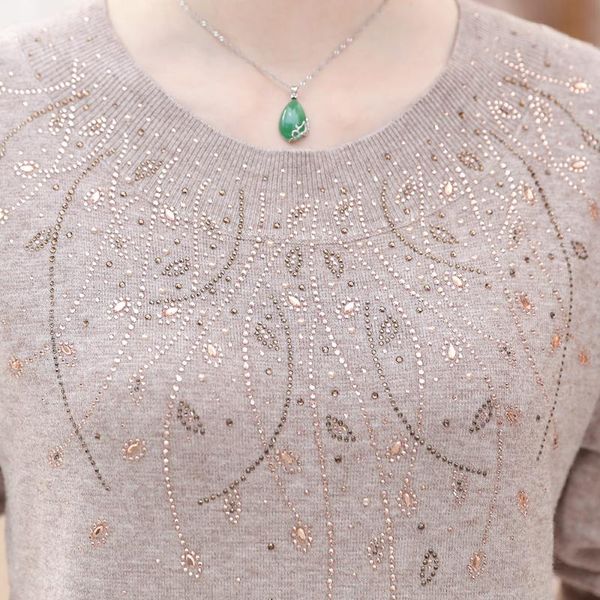 

women's sweaters 2021 middle aged sweater female mug ladies loose lace bottom big moon, White;black