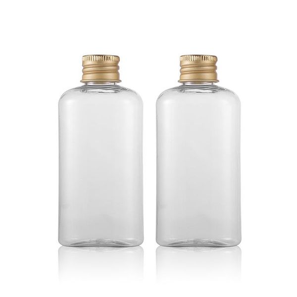 

3pcs 100ml transparent oval shoulder with acrylic gold cover bottle lotion cosmetic pure dew bq053 wine glasses