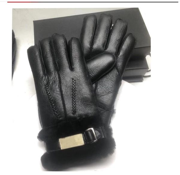 Winter-Luxus-Schaffell-Lederhandschuhe für Männer, Modedesigner-Herren-Handschuhe aus echtem Echtleder, weiches, warmes Fleece innen, sexy Antrieb, Lokomotivführer, Skihandschuhe