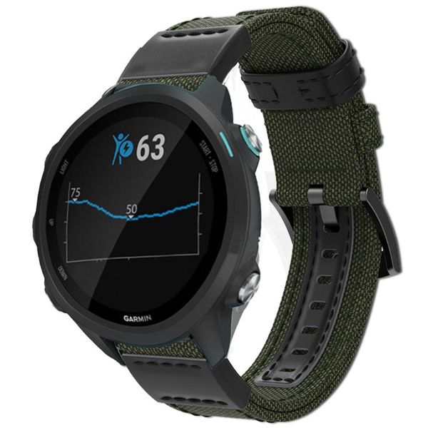 

watch bands military woven nylon sport canvas band strap for garmin forerunner 245 245m music replacement watchband bracelet belt 20mm, Black;brown