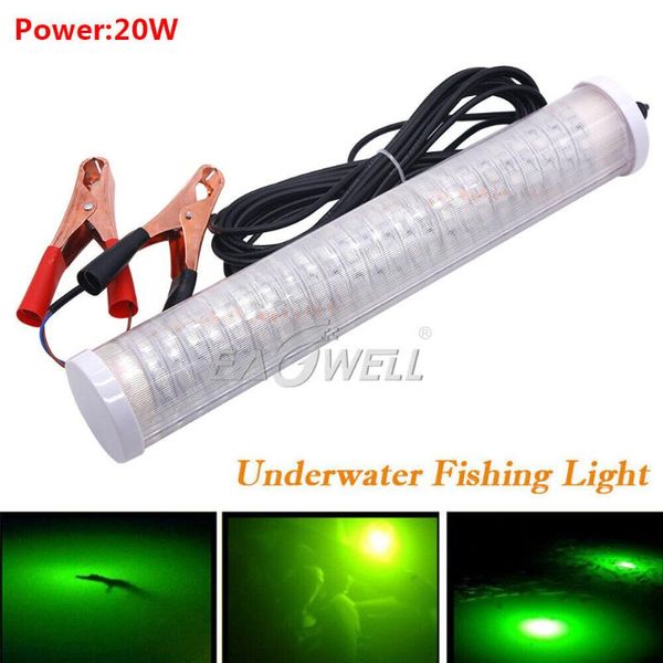 

bulbs 1pc green led underwater fishing light lamp 20w 30w attracting fish night 5m boat docks tool 1800lm