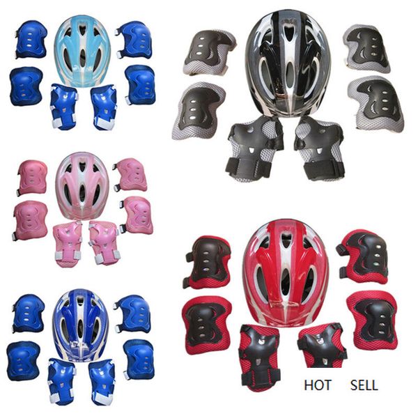 7Pcs/set Kids Boy Girl Casco di sicurezza Ginocchio Gomitiere Imposta protezione ciclismo per bambini