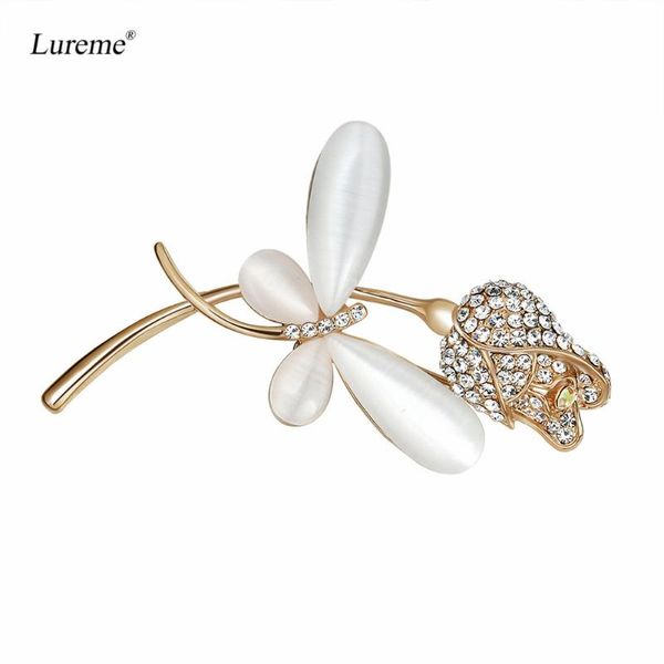 

pins, brooches lureme women's elegant gold tone dragonfly rose brooch pin jewelry gift (br000087), Gray