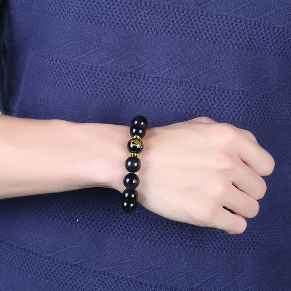 

fashion design bracelet natural rainbow eye obsidian 12 chinese zodiac male and female patron saint benming buddha charm crystal, Golden;silver