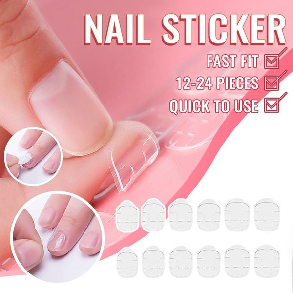 

nail gel 10 sheet false nails sticker transparent double-sided adhesive tapes stickers press on fake tips extension stick tool, Red;pink