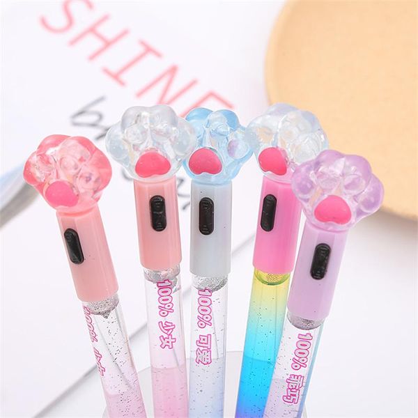 

gel pens 1pcs creative cute cat claw luminous pen girl heart quicksand 0.5mm black ink for student kawaii korean stationery