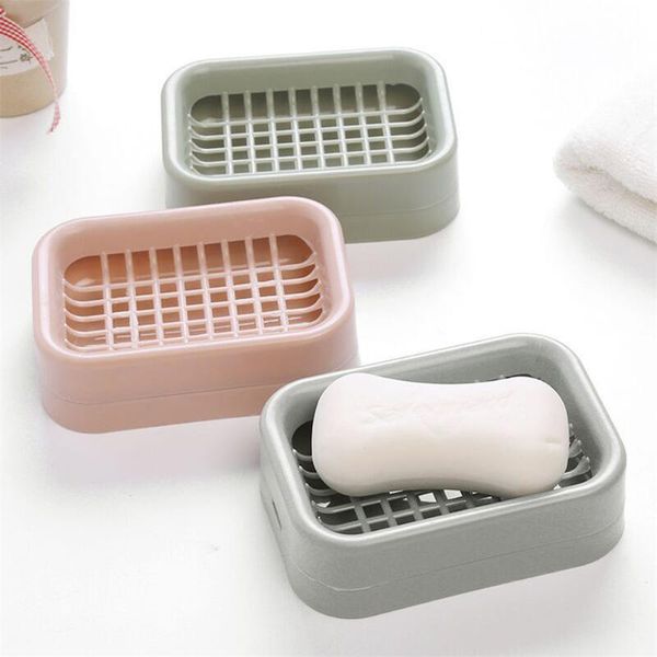 

plastic 1pc soap dish case double layer bathroom holder box container storage dishes