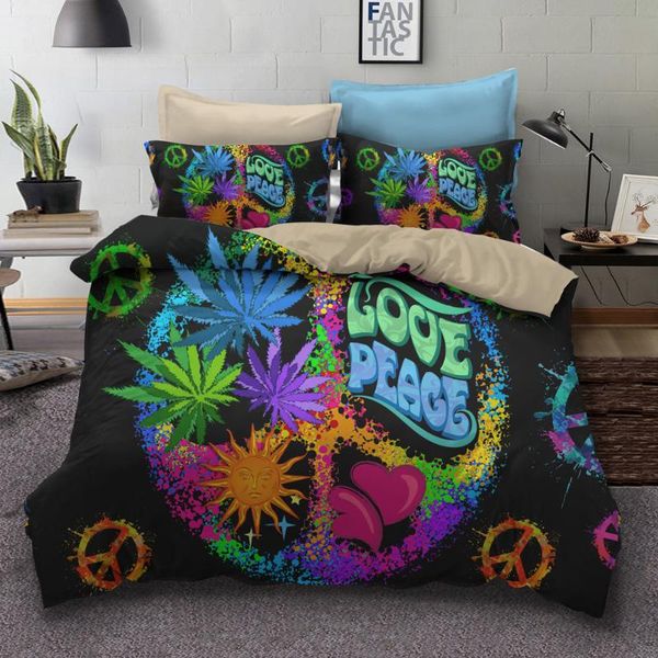 

bedding sets peace symbol abstract set single twin double  king cal size bed linen