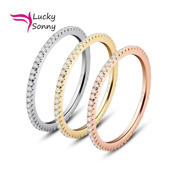 

wedding rings lucky sonny 925 sterling silver set 3pcs real pure cz for women engagement ring jewelry anillos anel, Slivery;golden