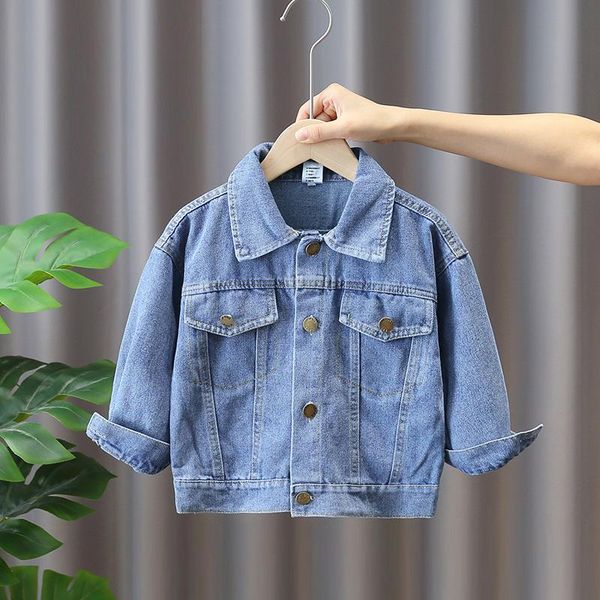 

jackets fashion kids boy's lapel bear denim jacket with patch decoration blue jeans children outwear handsome cartoon buttons coat, Blue;gray