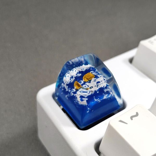 

keyboards blue sea wave resin backlight keycaps for cherry mx switch mechanical gaming keyboard diy decoration key cap replacement sa oem