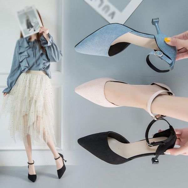 

dress shoes strappy high heels women fashion stilettos pointed suede, Black