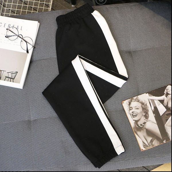 

women pant fashion 5xl plus size ladies trousers white bar motion pants spring autumn harem elastic casual c1077, Black;white