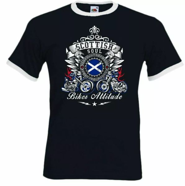 

scottish biker soul attitude mens motorcycle bike cafe racer, White;black