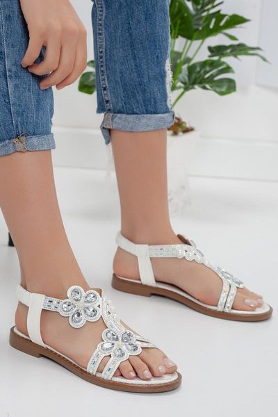 

sandals adriana inlaid cubic zirconia white, Black