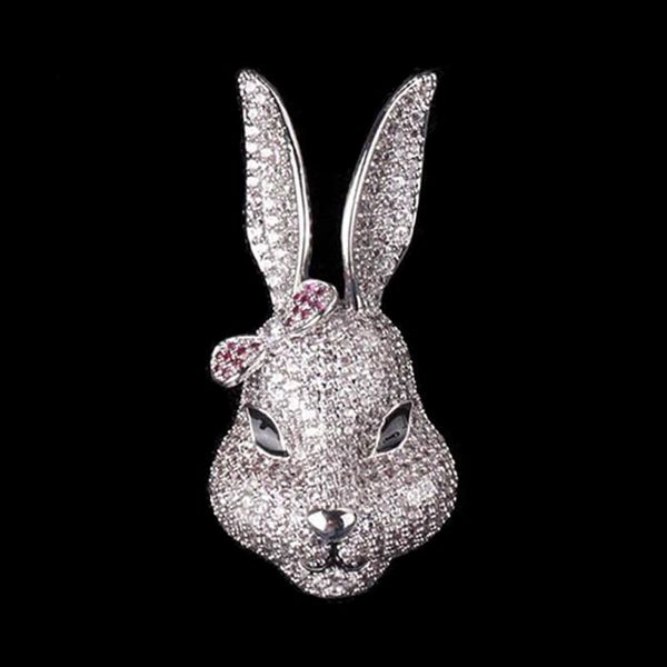 

red trees brand animal hijab pins whole luxury cubic zircon rabbit brooch for women drop, Gray