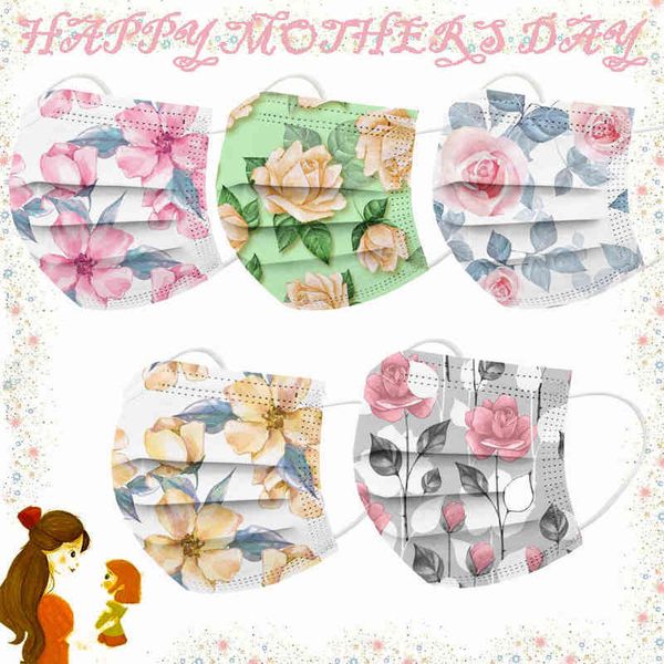 

party mask m's day disposable three-layer color printing mask