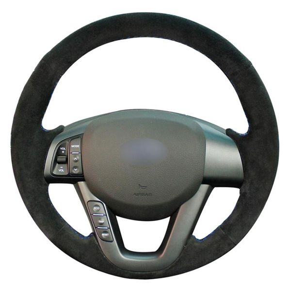 

steering wheel covers black suede diy hand-stitched car cover for kia k5 optima 2008 2009 2010 2011 2012 2013