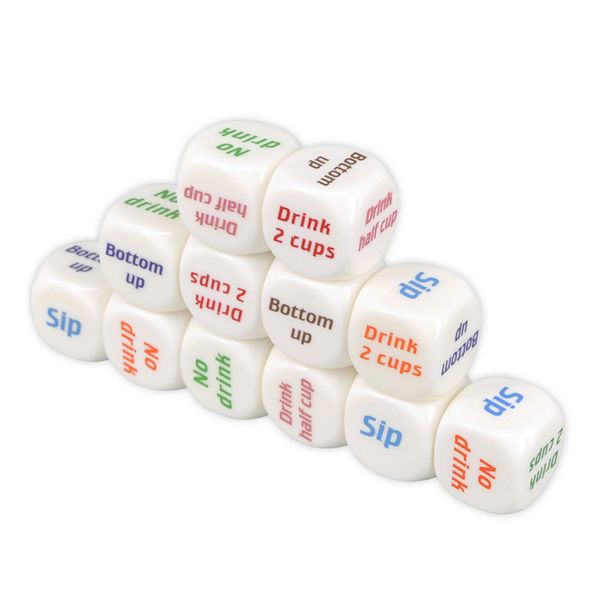 Gioco di bevute da pub Dadi Sip/2 tazze/Mezza tazza/Nessuna bevanda/a volontà/Bosoni dal basso verso l'alto Giocattolo creativo a 6 lati D6 Multicolor Bar Party KTV Ordine dadi Buon prezzo Alta qualità #S7