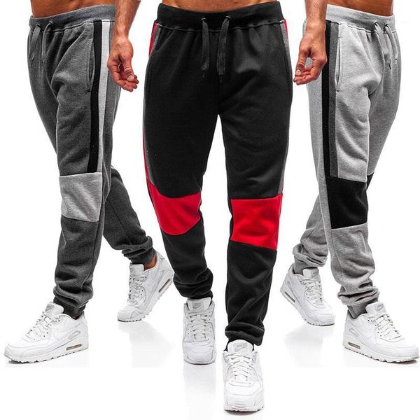 

men's matching color casual pants individual sweatpants streetwear, Black