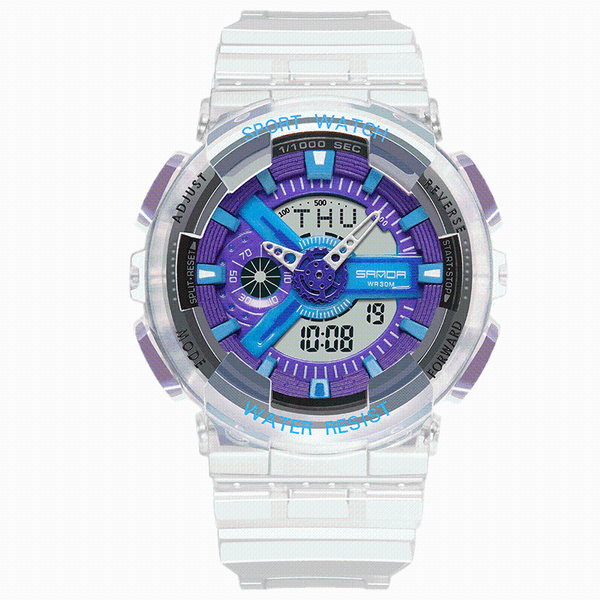 

wristwatches relogio masculino fashion men watch transparent waterproof sports digital women dual display couple watches drop, Slivery;brown