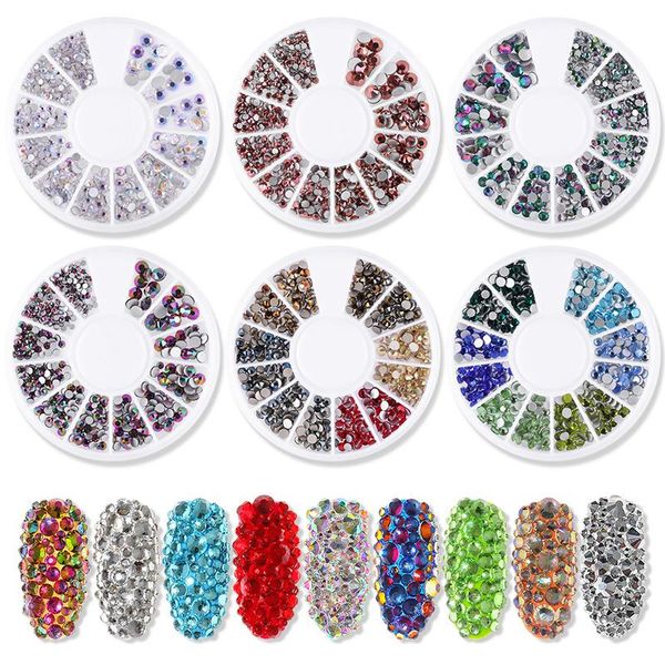 

nail art decorations ss4-ss16 mixed size colors glass flat bottom rhinestones crystal strass for decoration accessories, Silver;gold