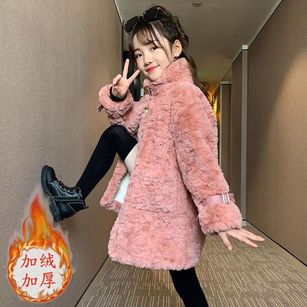 

jackets girls baby's kids coat jacket outwear 2021 stylish warm plus velvet thicken winter autumn buttonsÂ school fleece children's, Blue;gray