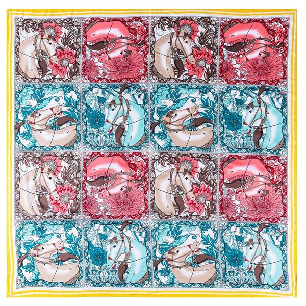 

scarves horse france designer shawl,130cm silk scarf,twill scarf luxury,twill luxury,luxury scarf,130, Blue;gray