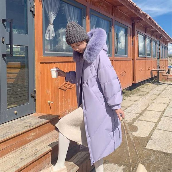 

parka heavy hair brought down jacket for women loose han edition girlfriends little coat in winter 211216, Black