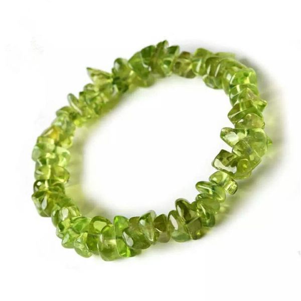 

beaded, strands genuine 6mm green natural peridot bracelets women female irregular bead crystal olivine bracelet, Black