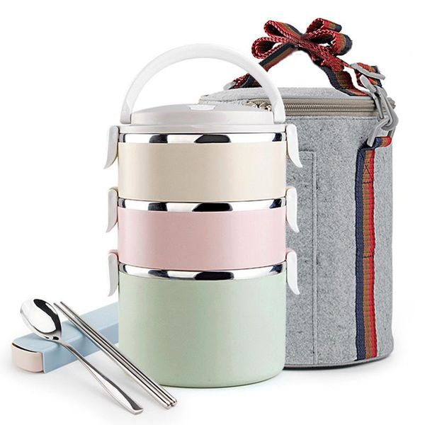 

dinnerware sets duolvqi bento box three layers lunch accessories for kids storage thermal lunchbox felt bag fiambrera sac