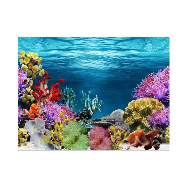 

decorations 9024 15 meters/roll glossy double sided fish tank poster wall decor aquarium background aquatic grass / colored coral