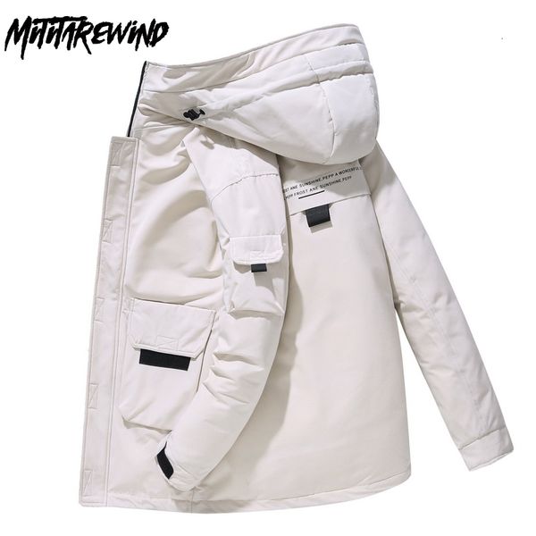 

-20 degree winter jacket men parkas coat white duck down parka fashion hooded collar thick warm outerwear windbreaker, Black