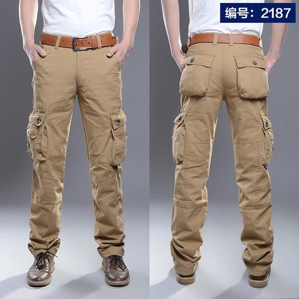 

men's pants cargo men combat swat army military 100%cotton many pockets stretch flexible man casual trousers plus size 28- 38 40, Black