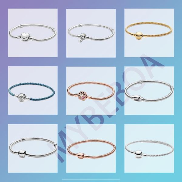 

charm bracelets 2021 clasp rose gold silver color snake chain bracelet for women authentic jewelry making gift, Golden;silver