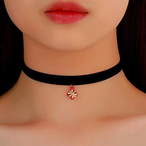 

chokers creative gift box christmas tree necklace decoration ball snowflake choker for women jewelry accessories, Golden;silver