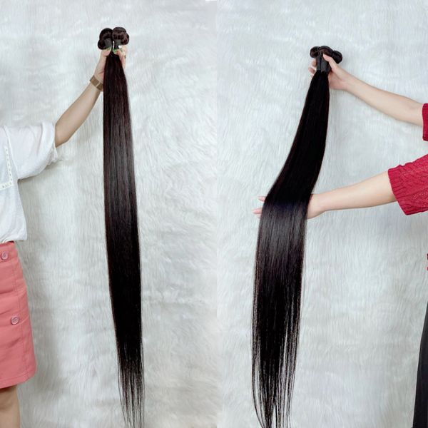 

long 30 32 34 36 38 40 inch brazilian body wave straight hair bundles 100% human hair weaves bundles remy hair extensions, Black