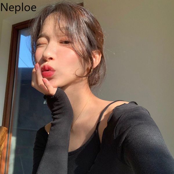 

neploe cotton t shirts women solid o neck long sleeve female summer 2021 new fashion casual slim fit ladies tees 1b604, White