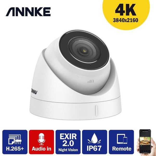 

cameras annke 1pc ultra hd 8mp poe camera 4k ip67 weatherproof security network dome exir night vision email alert audio in cctv