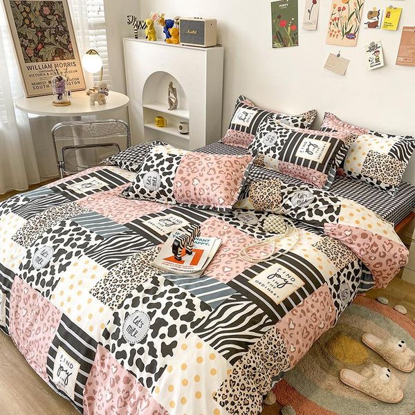 

bedding sets duvet cover set 3/4 pieces stripes and leopard pattern fashion bedclothes include bedsheet pillowcase comforter oceania