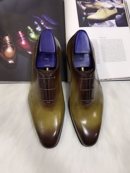 

italy imported calfskin business leather shoes, Red;white